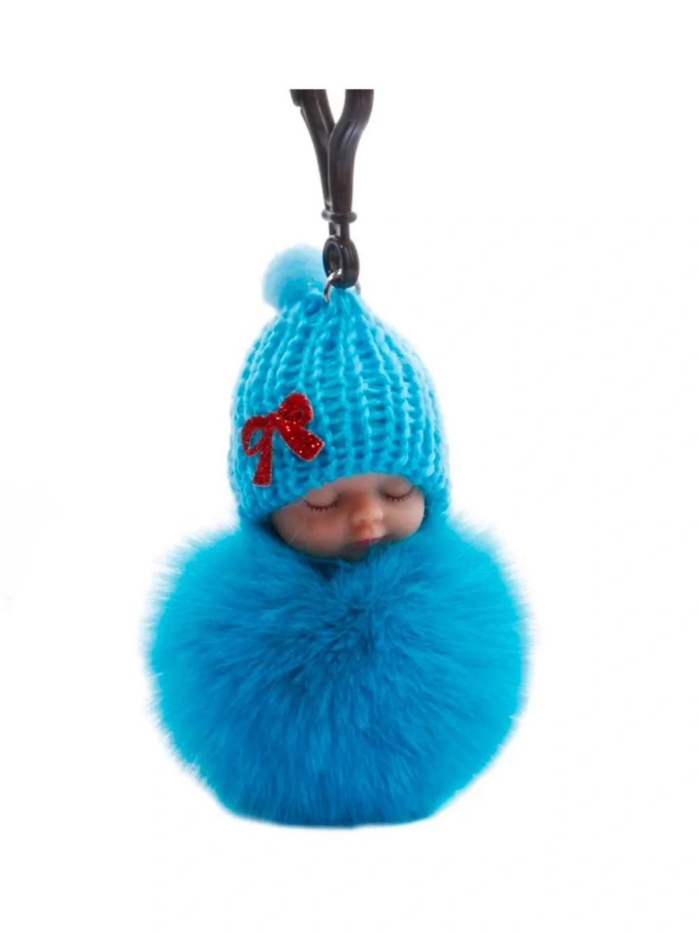 5 Pcs Plush Pom-Pom Baby Doll Keychain - Blue